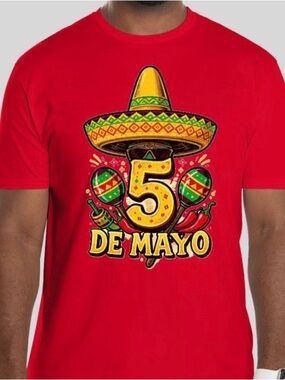 Men's Red Cinco de Mayo Graphic Tee
